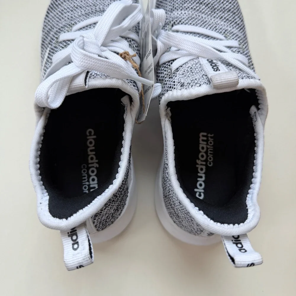 Adidas Cloudfoam Pure Womens 6 Grey White Running Shoes DB0695 Knit Sneakers